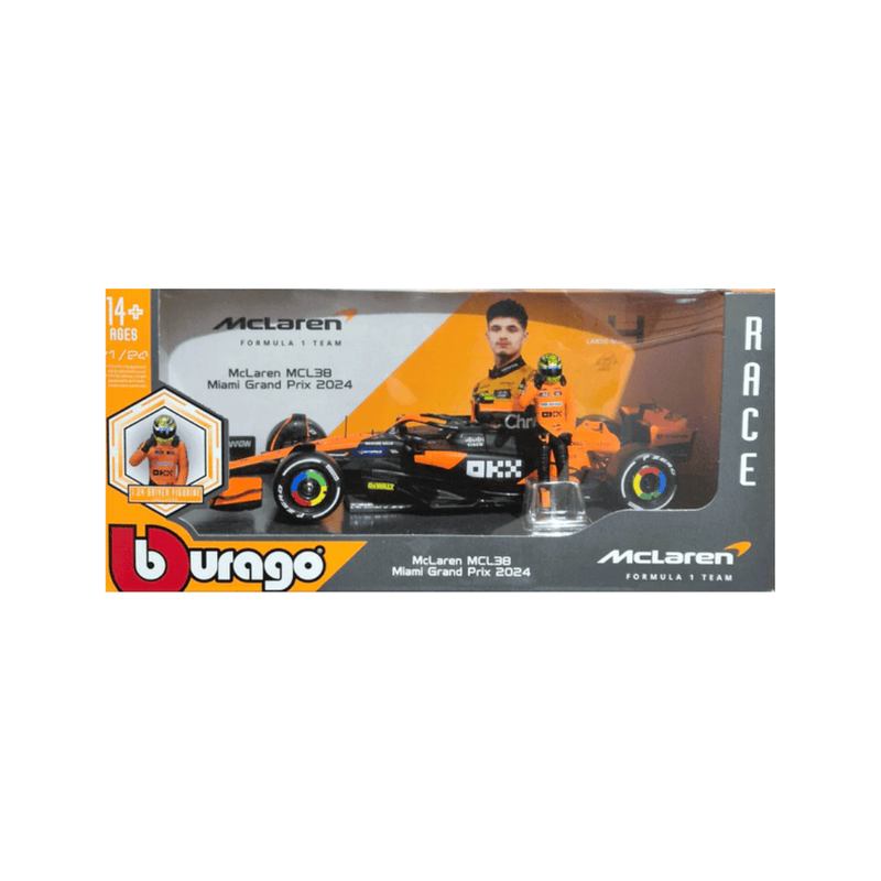 Mclaren MCL38 No.4 Lando Norris | With Helmet | ClearCase |  1:24 | Bburago