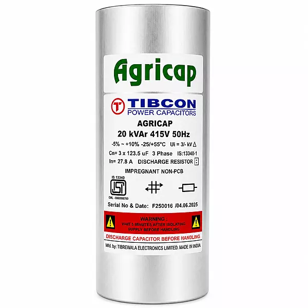 TIBCON 20 KVAR AGRICAP PFC Capacitor | Cylindrical Power Factor Correction (PFC) Capacitor