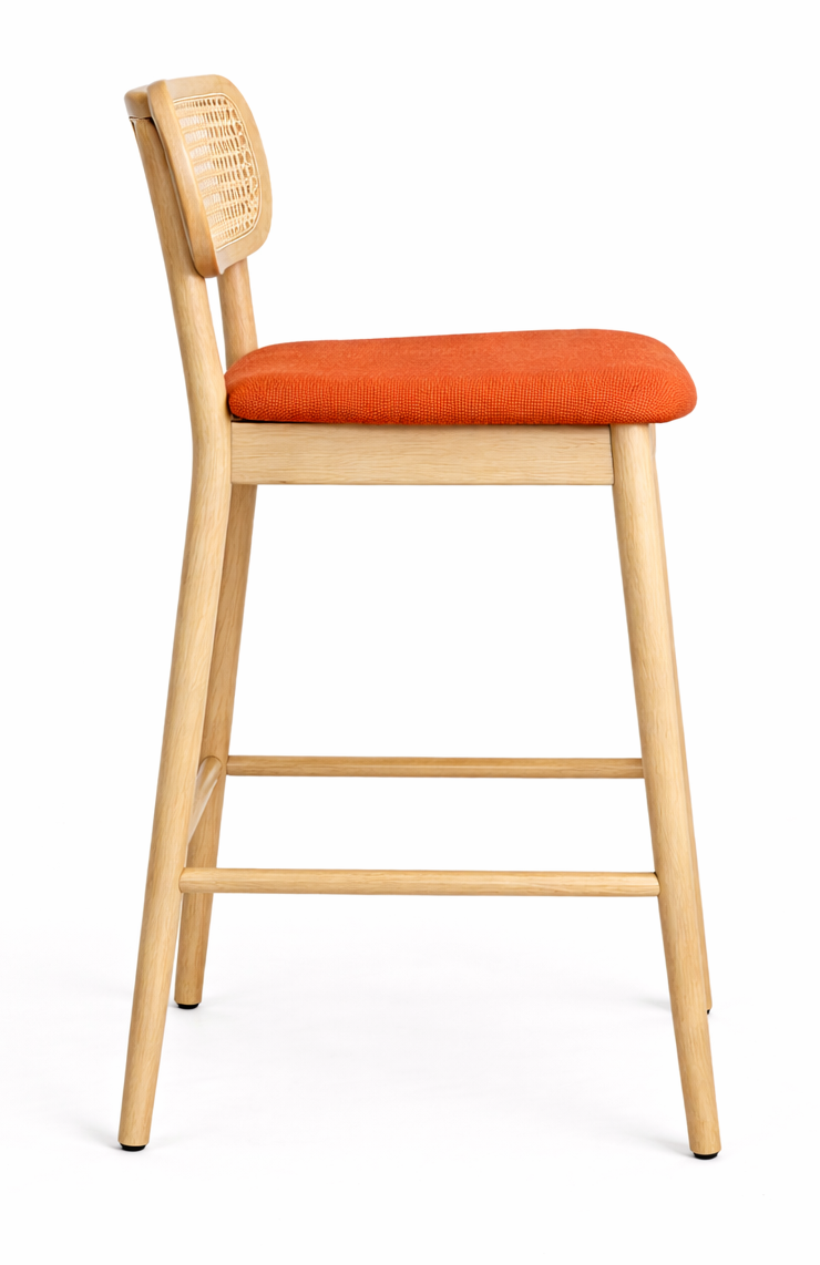 Lisette Cane Round Back Bar Chair