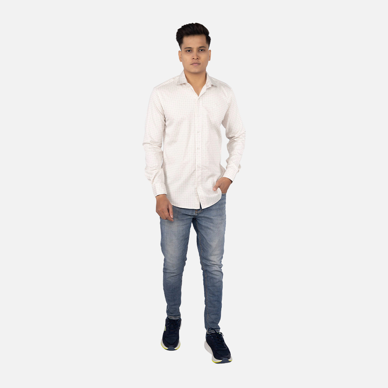 Men Cosmic Latte Geometric  Printed Casual Shirt