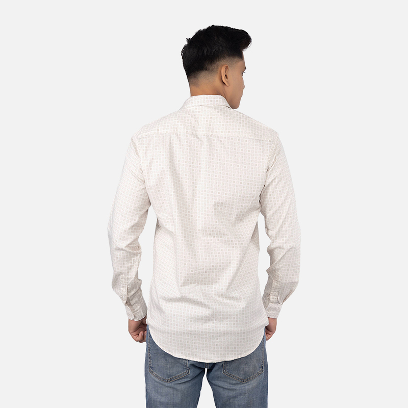 Men Cosmic Latte Geometric  Printed Casual Shirt