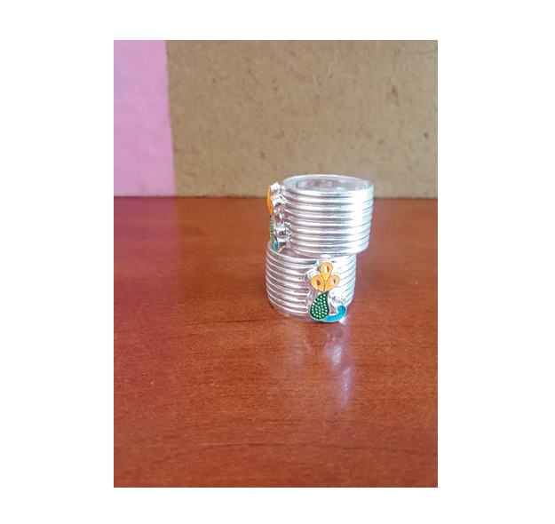 SRIMATHI JEWLLERS Silver peacock design Toe Rings for Women