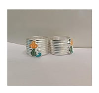 SRIMATHI JEWLLERS Silver peacock design Toe Rings for Women