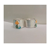 SRIMATHI JEWLLERS Silver peacock design Toe Rings for Women