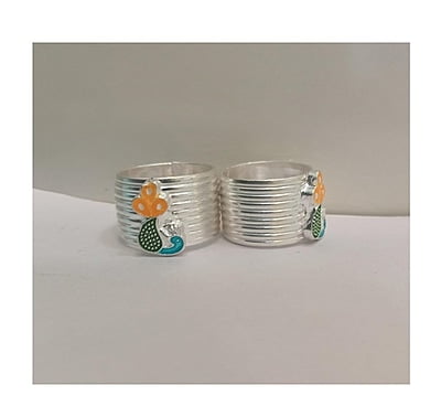 SRIMATHI JEWLLERS Silver peacock design  Toe Rings for Women