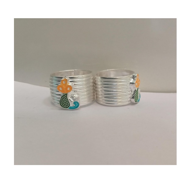 SRIMATHI JEWLLERS Silver peacock design  Toe Rings for Women