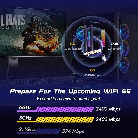 E029 WiFi 6 Wireless Card AX210 NGW Bluetooth 5.3 Dual Band 5400Mbps for Desktop PC Supports Windows 10/11 (64bit) M.2/ NGFF Includes Ipex Cable, 5dBi Antennas and Brackets