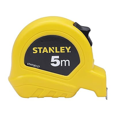 STANLEY STHT36127-812 5 Meter Plastic Short Measuring Tape for Home, DIY, Professional & Industrial Use, YELLOW & BLACK STANLEY STHT36127-812 5 Meter Plastic Short Measuring Tape for Home, DIY, Professional & Industrial Use, YELLOW & BLACK