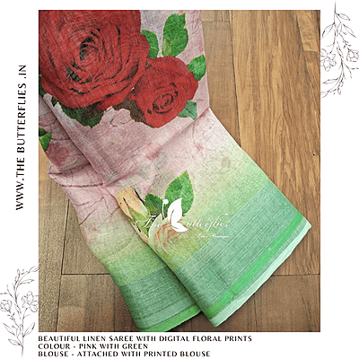 PURE LINEN SAREE  YBRSLIN23434