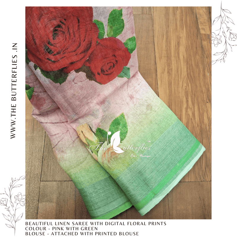 PURE LINEN SAREE  YBRSLIN23434