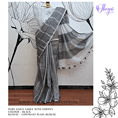 PURE LINEN SAREE YBRSLIN23602