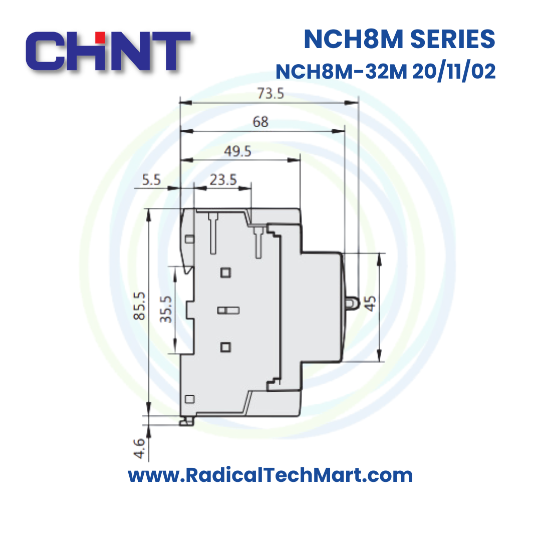 Chint NCH8-32M 20/11/02 Modular AC Contactor Front View