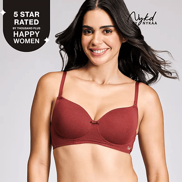 Nykd By Nykaa Breathe Cotton All Day Comfort Padded Non Wired T-Shirt Bra NYB198
