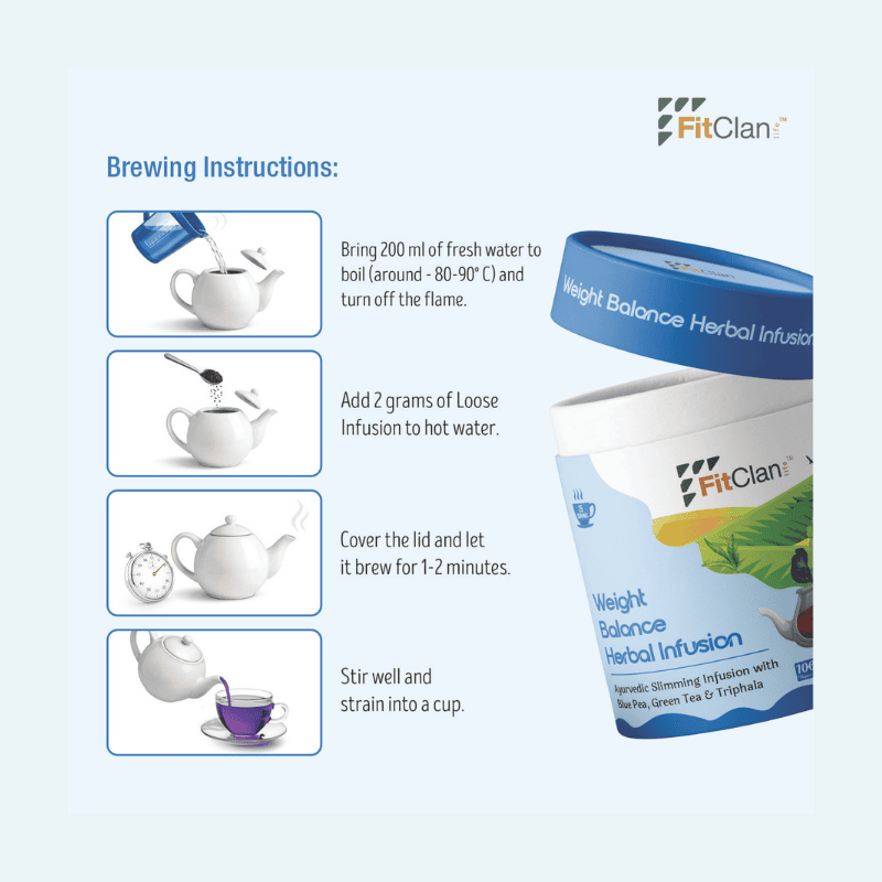 Weight Balance Herbal Tea | Ayurvedic Slimming Tea with Green Tea, Blue Pea & Triphala