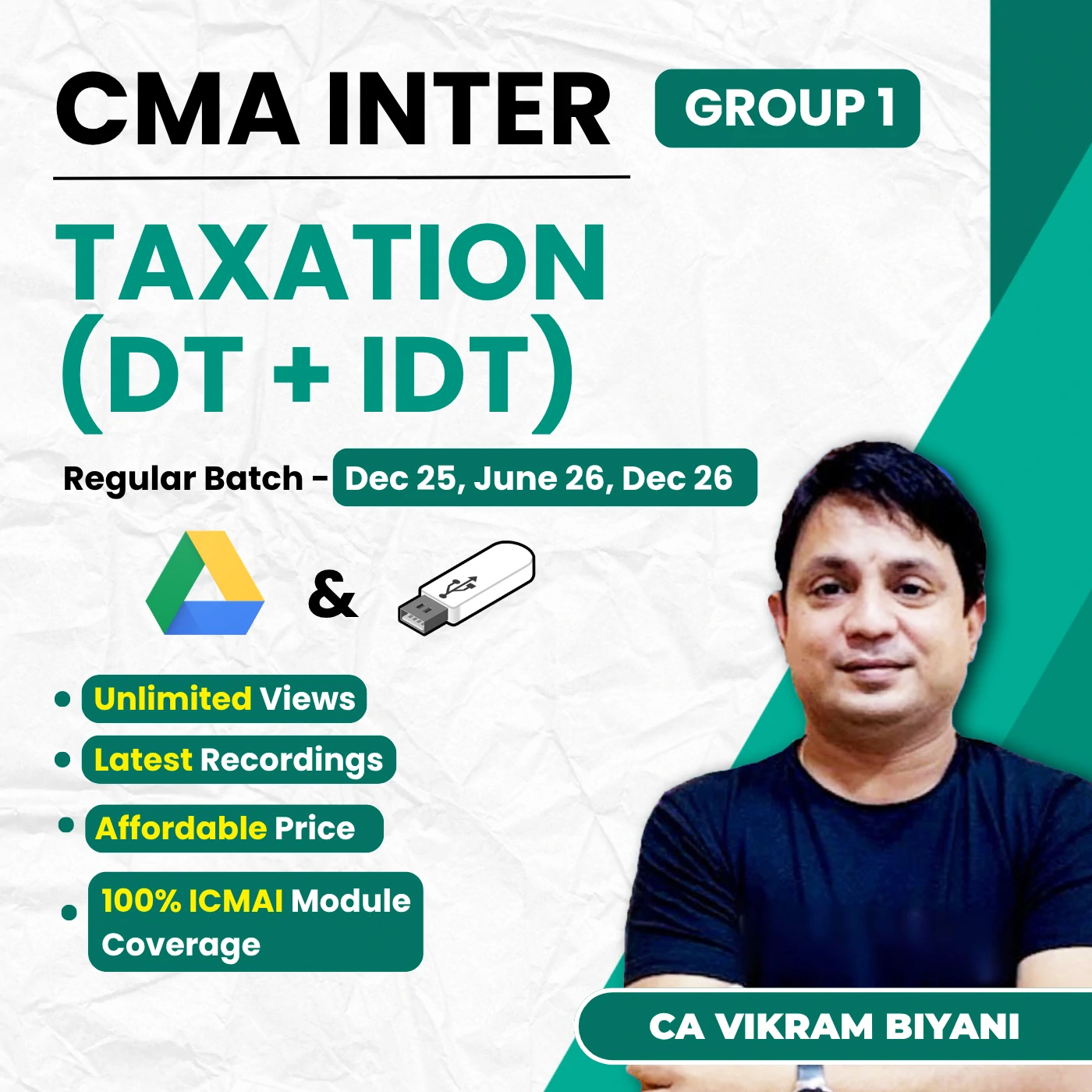 CMA Inter Taxation (Group 1) By CA Vikram Biyani CMA Inter Taxation (Group 1) By CA Vikram Biyani