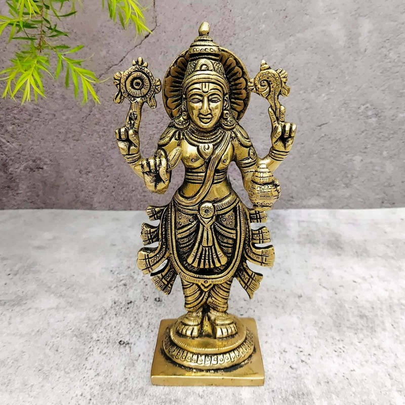 Brass Super Fine Dhanwantari - 7.5 inch Height | Auspicious Brass Dhanwantari Sculpture