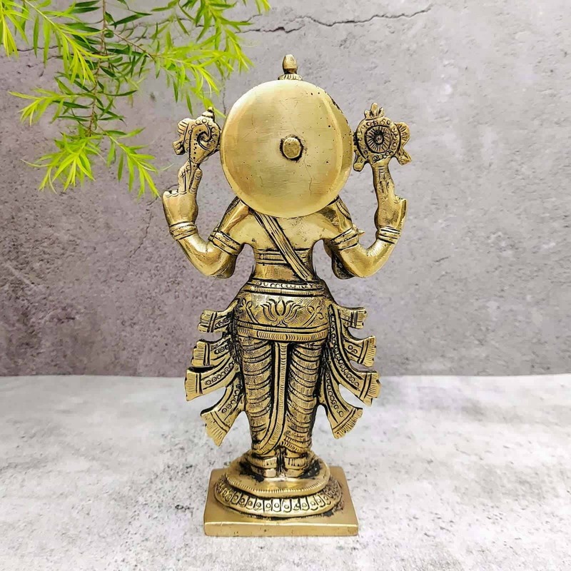 Brass Super Fine Dhanwantari - 7.5 inch Height | Auspicious Brass Dhanwantari Sculpture