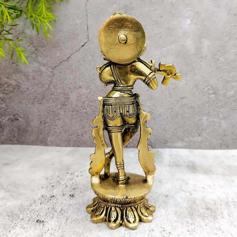 Brass Super Fine Krishna - 7.5 inch Height | Divine Brass Krishna Sculpture for Worship