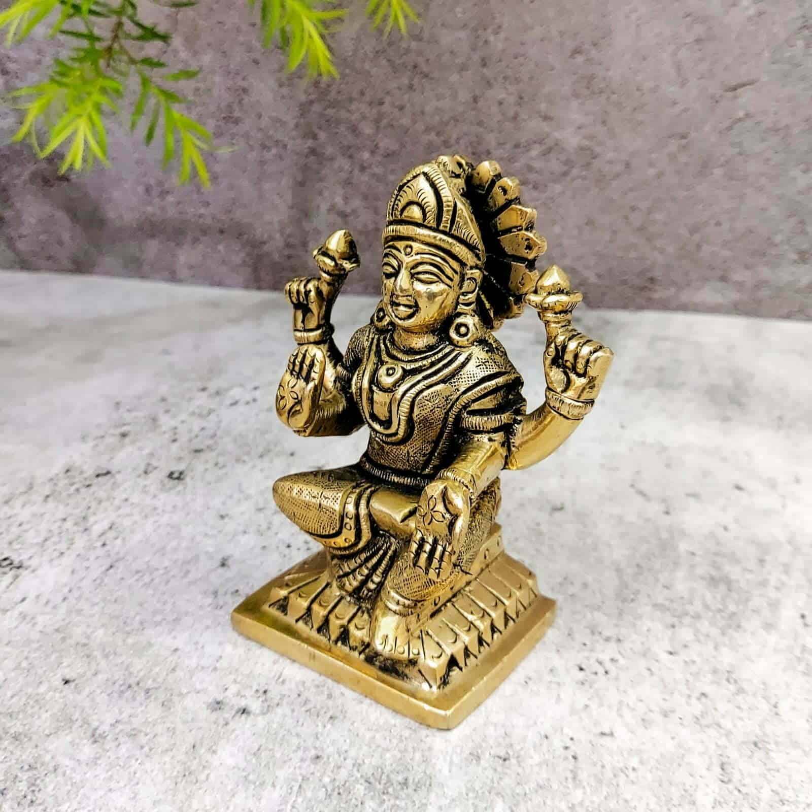 Brass Super Fine Lakshmi Idol - 3.8 inch Height | Auspicious Brass Lakshmi Sculpture for Prosperity