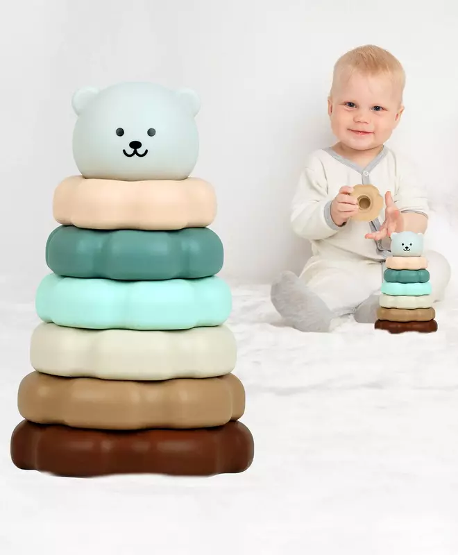 R For Rabbit - Orapple Teddy Stacker Toy - Grey Teddy