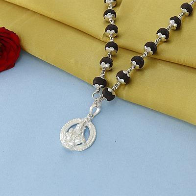 Original Karungali Mala with Silver Ayyappan Pendant – Spiritual Black Wood Mala Original Karungali Mala with Silver Ayyappan Pendant – Spiritual Black Wood Mala