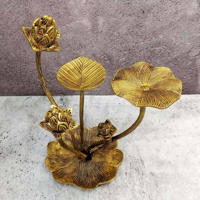 Brass Lotus Decor - 11 inch Height | Exquisite Brass Decor for Home or Office