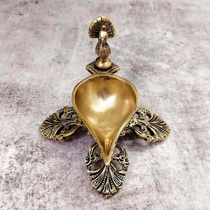 Brass Bird Diya - 4 inch Height | Decorative Brass Diya with Bird Design