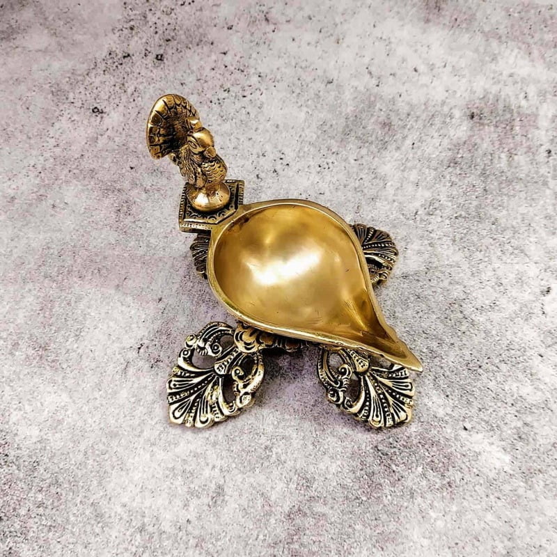 Brass Bird Diya - 4 inch Height | Decorative Brass Diya with Bird Design