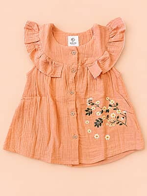 Nilavi – Muslin Front-Open Baby Frock | Assorted Colours