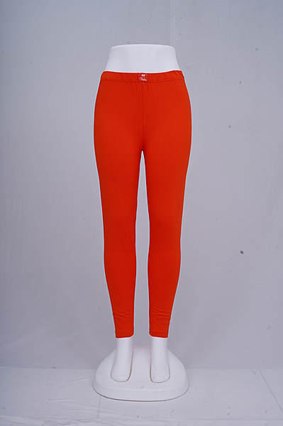 Women Red Orange Ankle Leggings