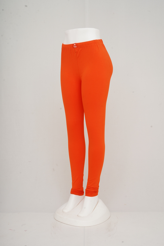 Women Red Orange Churidhar Leggings