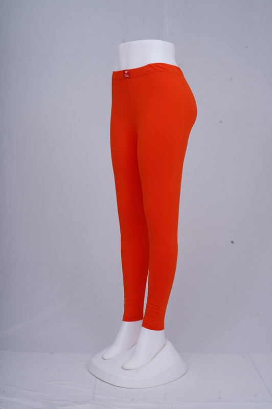 Women Red Orange Ankle Leggings