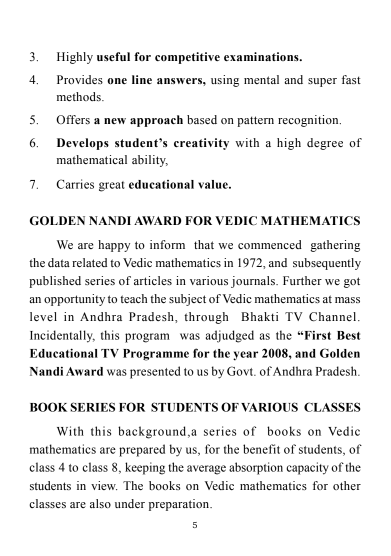 Vedic Mathematics (Theory & Work Books-Set of 5 Books)