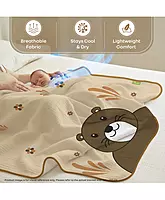R For Rabbit - Softkins Muslin Quilt-baby blanket - Teddy Beige