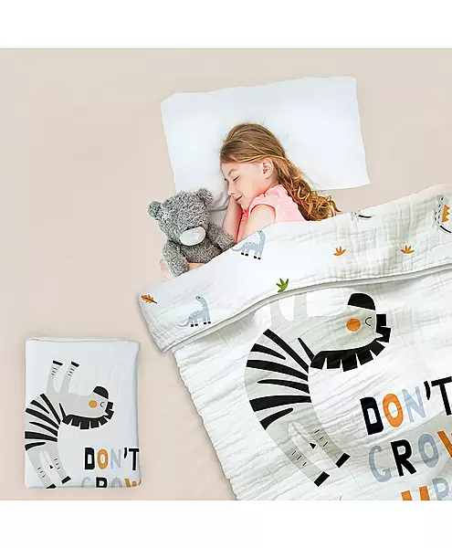 R For Rabbit - Softkins Muslin Quilt - Baby Blanket - Zebra White