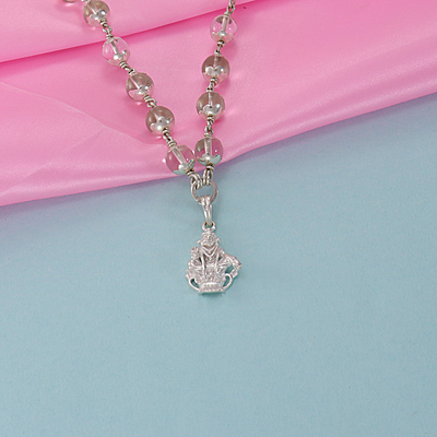 Sphatika Mala with Ayyappan (Iyyappan) Pendant – Pure Quartz Crystal Mala