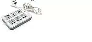 Lapcare LAPEX‑502 spike‑protected extension board: 3 universal sockets, 3 USB ports (2.1 A), LED master switch and fire-resistant design.