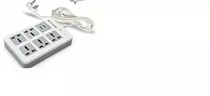 Lapcare LAPEX‑502 spike‑protected extension board: 3 universal sockets, 3 USB ports (2.1 A), LED master switch and fire-resistant design.