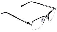 Unisex Half Rimmed Large Rectangular Spectacle Frame. Black Frame