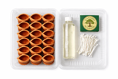 Vinayagar Diya Set – 21 Terracotta Diyas with Coconut Oil, Cotton Wicks & Match Box Vinayagar Diya Set – 21 Terracotta Diyas with Coconut Oil, Cotton Wicks & Match Box