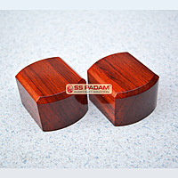 Red Padauk Wood Round Corner Paperweight Pair
