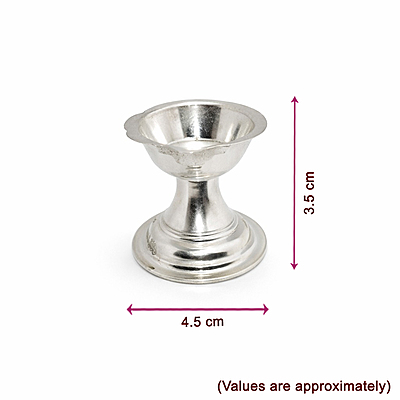 Sterling Silver Diya Stand | Traditional Silver Oil Lamp Base for Pooja Room, Home Temple & Festivals