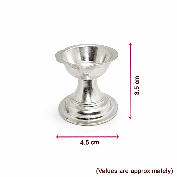 Sterling Silver Diya Stand | Traditional Silver Oil Lamp Base for Pooja Room, Home Temple & Festivals