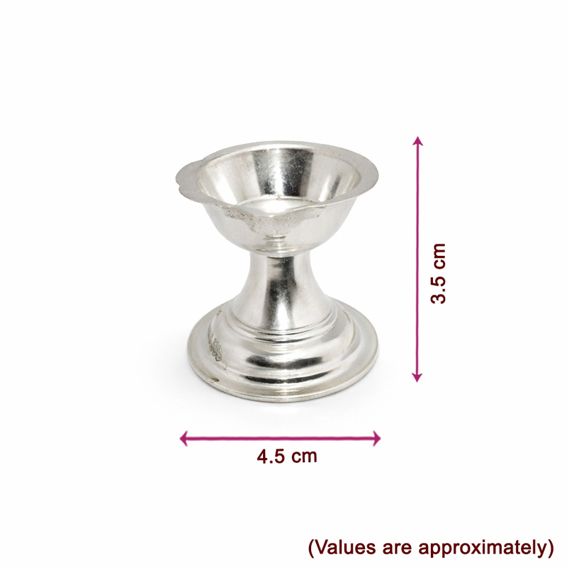 Sterling Silver Diya Stand | Traditional Silver Oil Lamp Base for Pooja Room, Home Temple & Festivals