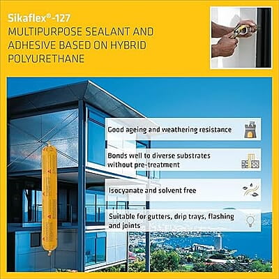 SIKA – Multipurpose sealant – Sikaflex 127 – Seals cracks and gaps –Interior/exterior use – Hybrid polyurethane-based – Easy apply – 600 ml –White
