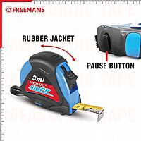 3 Mtr Steel Measuring Tape -  (Blue) With Rubberized Unbreakable ABS case || Click Action Front Lock and Belt Clip