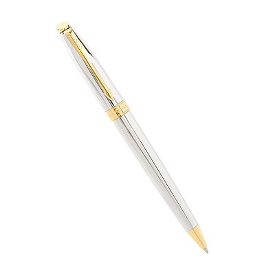 Parker Fusion Shiny Chrome Gold Trim Ball Pen