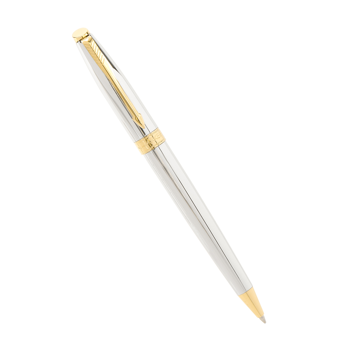 Parker Fusion Shiny Chrome Gold Trim Ball Pen