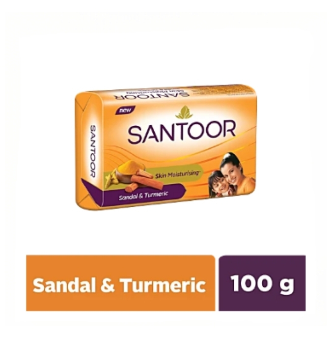 Santoor Skin Moisturizing Sandal & Turmeric Bathing Soap, 100 g
