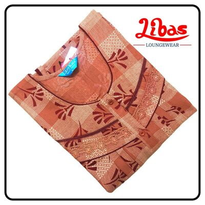 Japonica color alphine pleated nighty in geometric print with button closure by libas-PLT019 Japonica color alphine pleated nighty in geometric print with button closure by libas-PLT019